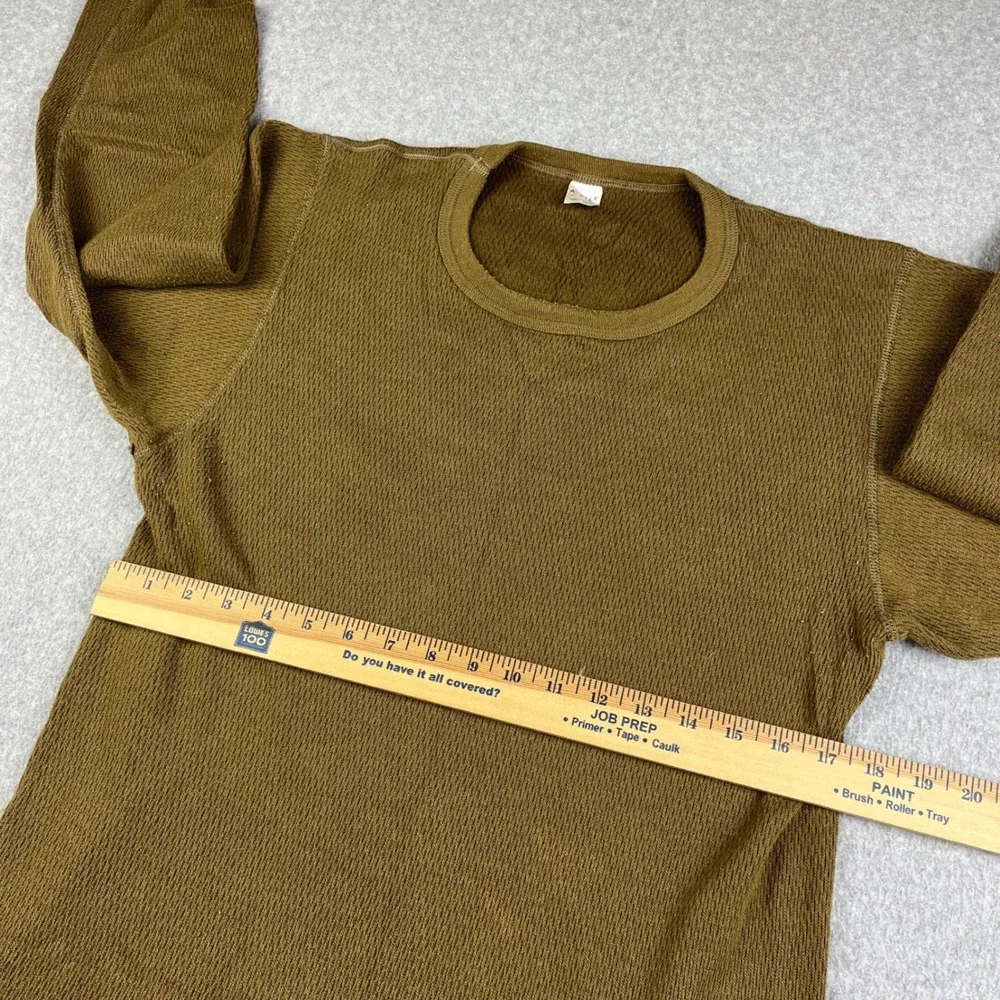 VTG Morgan Mills Thermal Shirt Mens 2XL Brown Arctex Waffle Knit Long Sleeve 70s - Picture 5 of 7